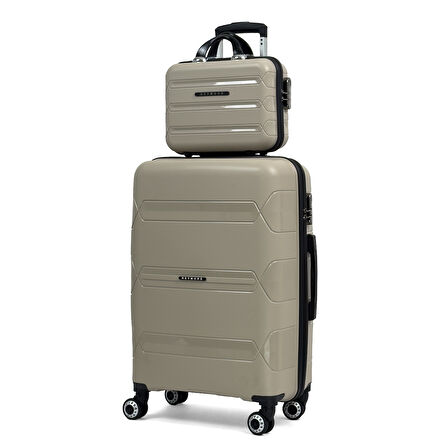 Lucas Polipropilen Kırılmaz Valiz Seti, Orta Boy&Makyaj