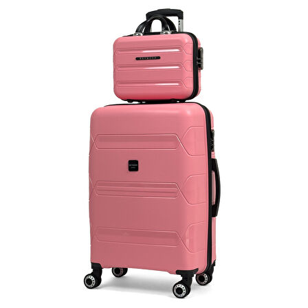 Lucas Polipropilen Kırılmaz Valiz Seti, Orta Boy&Makyaj