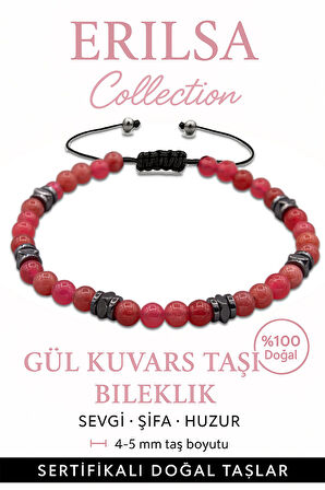 Sertifikalı Terahertz – Gül Kuvars Taşı Bileklik (İnce Model) – Sevgi, Şefkat ve Duygusal Şifa Taşı
