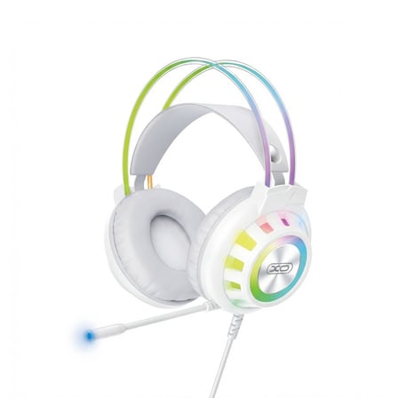 Özel Tasarım XO GE10 RGB Işıklı 50 mm Mikrofonlu Kablolu Masaüstü Ses İletişim Aracı Beyaz Kulaklık