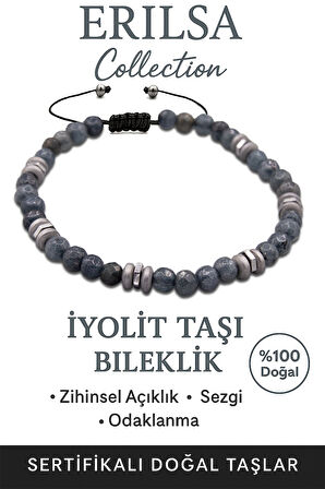 Sertifikalı Fasetli AAA+ Terahertz ve İyolit Taşı Bileklik – İnce Model İlham ve Sezgi