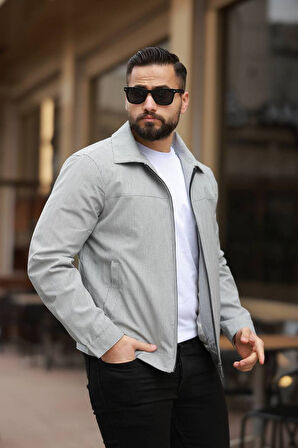 İnce Çizgili Kırışmaz Gofre Kumaş Mevsimlik Ceket