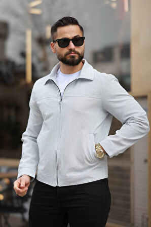 İnce Çizgili Kırışmaz Gofre Kumaş Mevsimlik Ceket