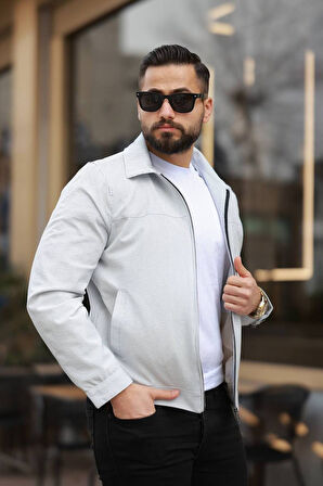 İnce Çizgili Kırışmaz Gofre Kumaş Mevsimlik Ceket