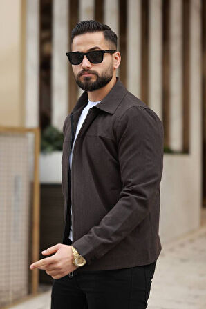 İnce Çizgili Kırışmaz Gofre Kumaş Mevsimlik Ceket