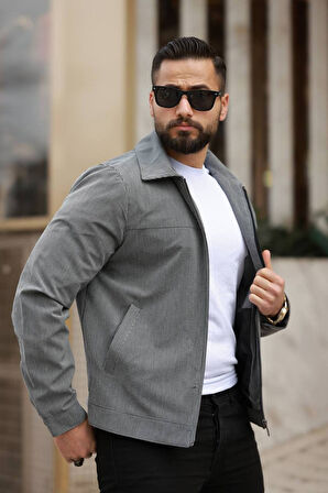 İnce Çizgili Kırışmaz Gofre Kumaş Mevsimlik Ceket