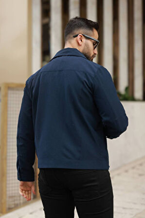 İnce Çizgili Kırışmaz Gofre Kumaş Mevsimlik Ceket