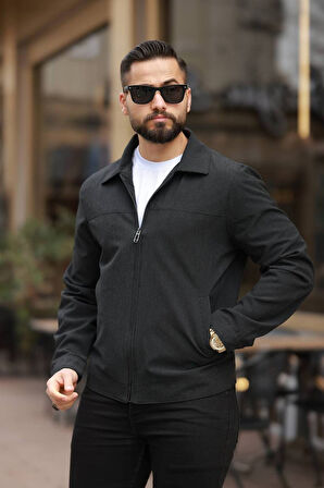 İnce Çizgili Kırışmaz Gofre Kumaş Mevsimlik Ceket