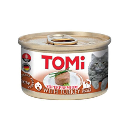 Tomi Kıyılmış Hindili Tahılsız Yetişkin Konserve Kedi Maması 85 Gr