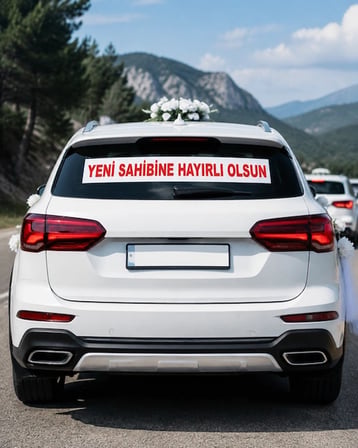 Yeni Sahibine Hayırlı Olsun Araba Arkası Yazısı – 100 × 15 cm