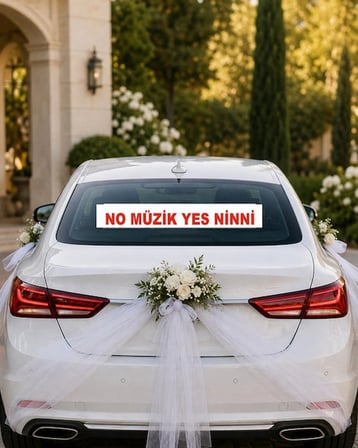 No Müzik Yes Ninni  Araba Arkası konvoy Yazısı – 100 × 15 cm