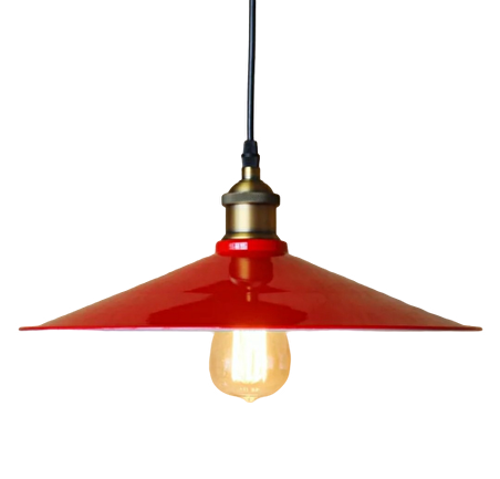 RYS Retro Metal Sarkıt Avize Rustik Tekli Kırmızı Içi Beyaz Sarkıt Cafe Mutfak Aydınlatma Çap:40 Cm