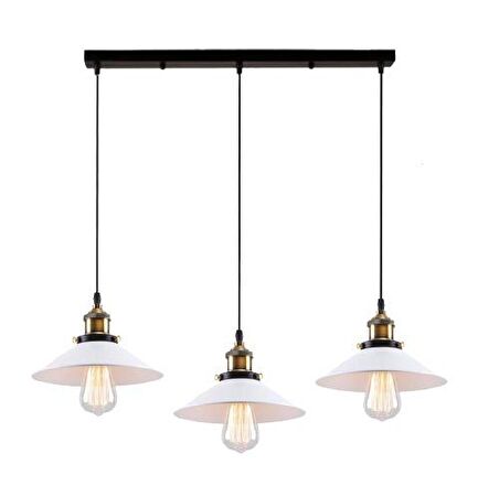 RYS Tasarım Retro Metal Beyaz Sıralı Sarkıt Avize Genişlik:60cm