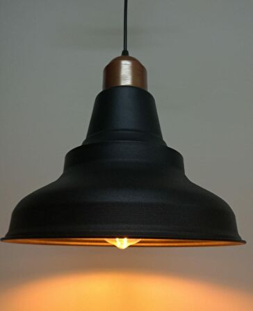 Retro Metal Sarkıt Avize Rustik Tekli Sarkıt Siyah Bakır Cafe Mutfak Aydınlatma