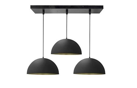 Retro Metal Rustik Siyah 3 Lü Masa Üstü Sıralı Dekoratif Modern Sarkıt Avize