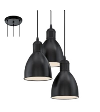 Retro Metal 3 Lü Dekoratif Siyah Rustik Sarkıt Avize 