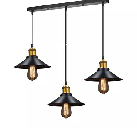 Retro Metal Masa Üstü Sıralı 3 Lü Rustik Sarkıt Avize 60 CM