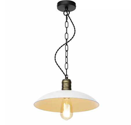 Retro Metal Sarkıt Avize Rustik Tekli Beyaz Sarkıt Cafe Mutfak Aydınlatma