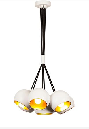 Rsylight Retro Metal Beyaz Spor Rustik Dekoratif 7 li Sarkıt Avize 