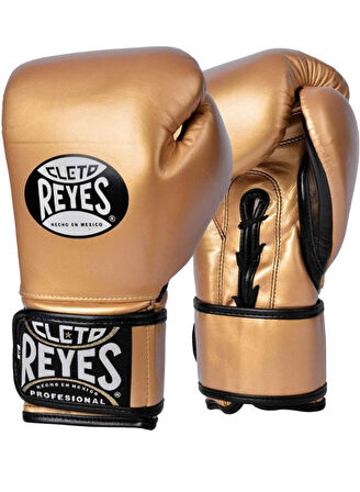 Cleto Reyes Gold Leather Strap & Attached Thumb and Hook & Loop Closure Boks Eldiveni