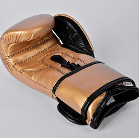 Cleto Reyes Gold Leather Strap & Attached Thumb and Hook & Loop Closure Boks Eldiveni