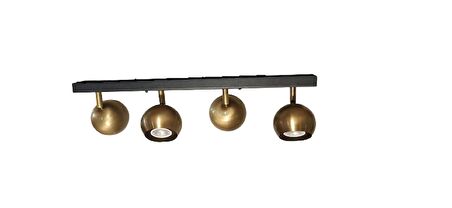 Rsylight Metal Modern 4 Lü Eskitme Kaplama  Masa Üstü Siyah Led Spot 180 Derece Hareketli Avize Beyaz Ampullü