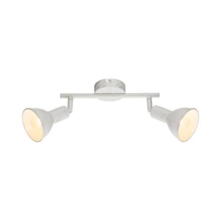 Rsylight Retro Metal Beyaz 2 Li 180 Derece Hareketli Led Spot Avize Günışığı Ampullü