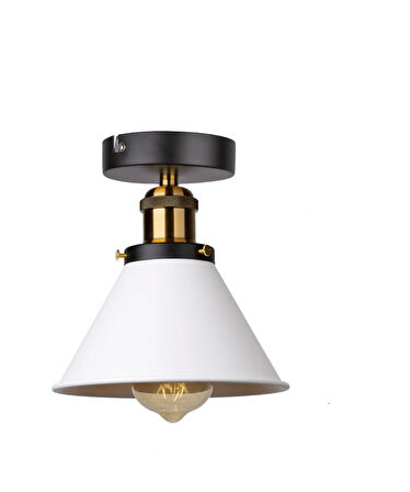 Rsylight Rys Retro Metal Tavan Plofyoner Beyaz Dekotatif Rustik Avize Çap:17 Cm