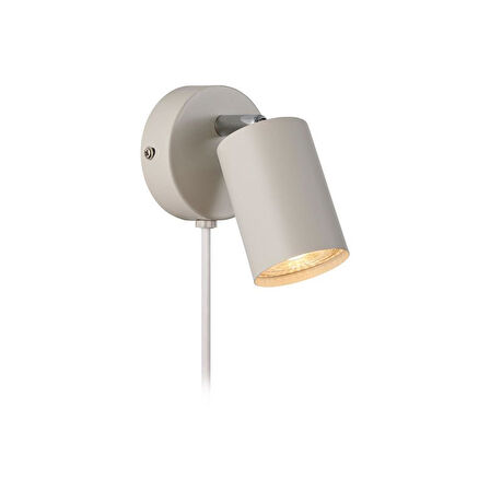 Rsylight Metal Mafsallı Beyaz Spot Armatür Aplik Kablolu Fişli Beyaz Led Ampullü