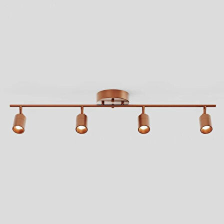 Rsylight Retro Mat Bakır Kaplama 180 Derece Hareketli Modern Spor 4 Lü Led Spot Avize Beyaz Ampullü