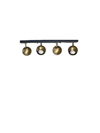 Rsylight Metal Modern 4 Lü Eskitme Kaplama  Masa Üstü Siyah Led Spot 180 Derece Hareketli Avize Günışığı Ampullü