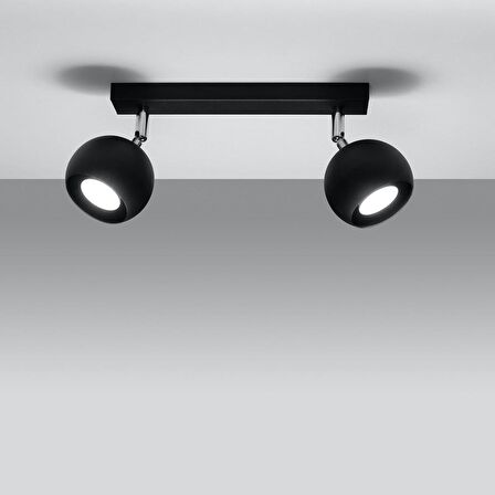 Rsylight Retro Siyah 180 Derece Hareketli Modern Spor 2 Li Led spot Avize Beyaz Ampullü