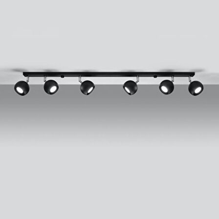 Rsylight Retro Siyah 180 Derece Hareketli Modern Spor 4 Lü Led Spot Avize Günışığı Ampullü 120 CM