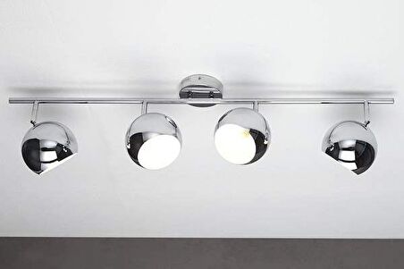 Rsylight Retro Krom Kaplama 180 Derece Hareketli Modern Spor 4 Lü Led Spot Avize Beyaz Ampullü