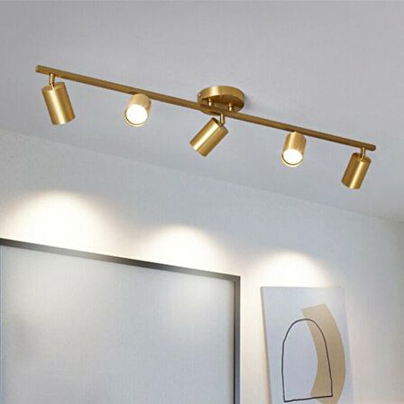 Rsylight Metal Modern 5 Li Eskitme Kaplama Led Spot Avize  Beyaz Ampullü