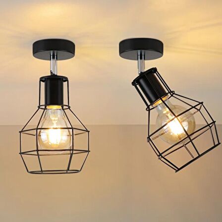 Rsylight Metal Retro Siyah Tavan Plofyoner 180 Derece Hareketli Modern Spor Avize Çap:15 cm