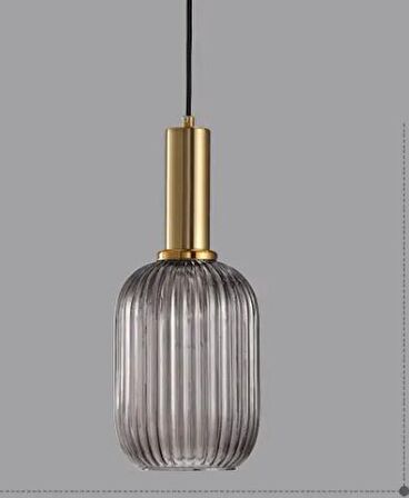 Rsylight Rustik Dekoratif Metal Modern Füme Opal Camlı Tekli  Avize çap:14