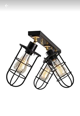 Rsylight Retro Metal Dekoratif Rustik Siyah 3 Lü Hareketli Mafsallı  Sarkıt Avize G:60 cm