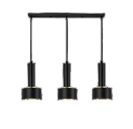 Rsylight Retro Metal Masa Üstü Dekoratif Rustik 3 Lü Siyah Sıralı Avize 