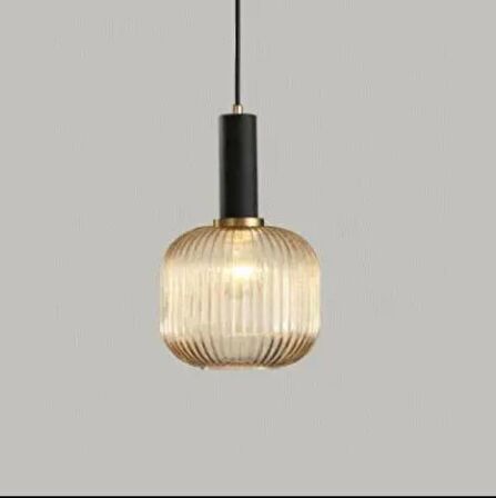 Rsylight Rustik Dekoratif Metal Modern Siyah Opal Bal Camlı Camlı Tekli  Avize 