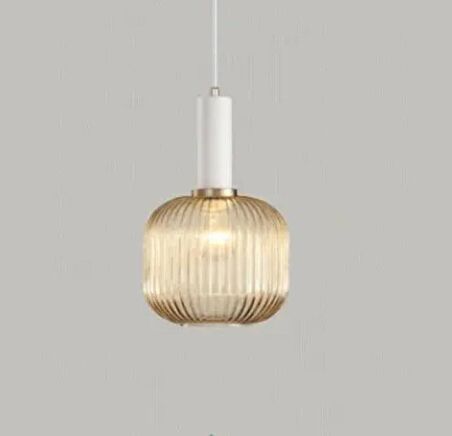 Rsylight Rustik Dekoratif Metal Modern Beyaz Opal Bal Camlı Tekli  Avize 