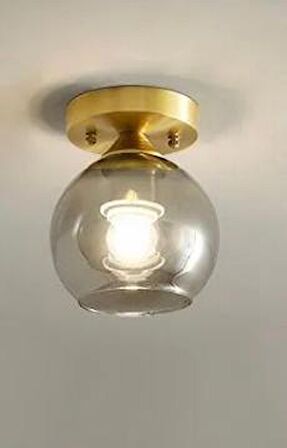 Rsylight Rustik Dekoratif Metal Modern Eskitme Opal Füme Camlı Tekli  Avize 