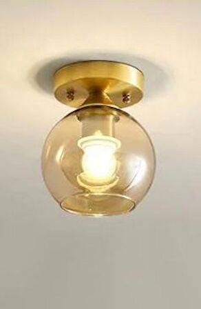 Rsylight Rustik Dekoratif Metal Modern Eskitme Opal Bal Camlı Tekli  Avize