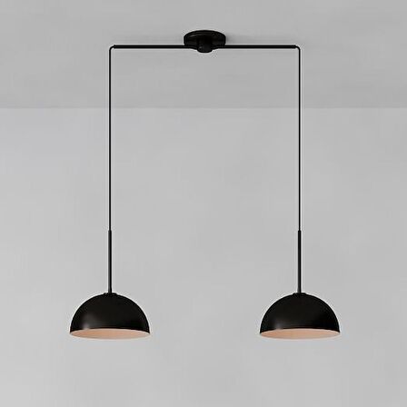 Rsylight Retro Metal Modern Siyah Spor Dekoratif Rustik 2 Li Avize 