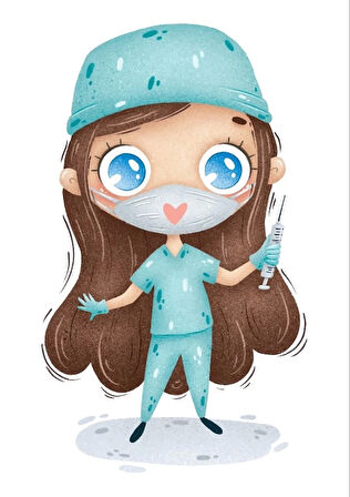 Doktor Kız Duvar Stickerı (Mavi Kıyafetli)