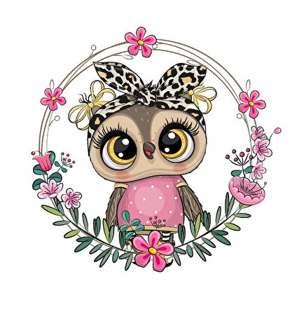 Leopar Bandanalı Baykuş Duvar Stickerı