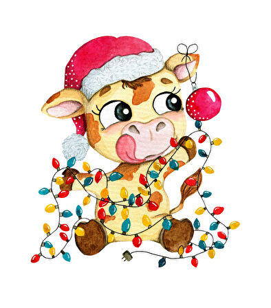 Noel Işıklı İnek Duvar Stickerı