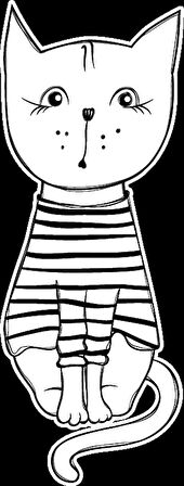 Çizgili Kazaklı Kedi Duvar Stickerı