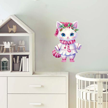 Sevimli Noel Kedisi Duvar Stickerı