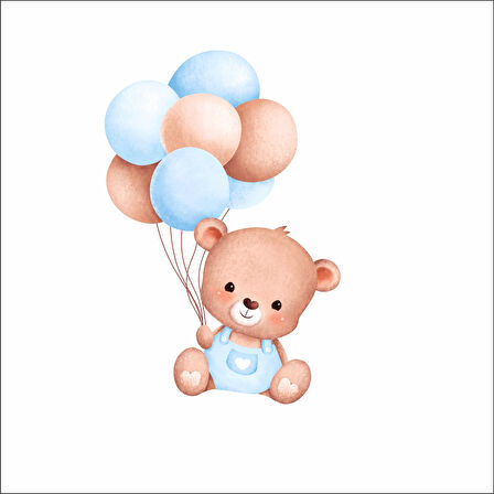 Balon Tutan Sevimli Ayıcık Duvar Stickerı